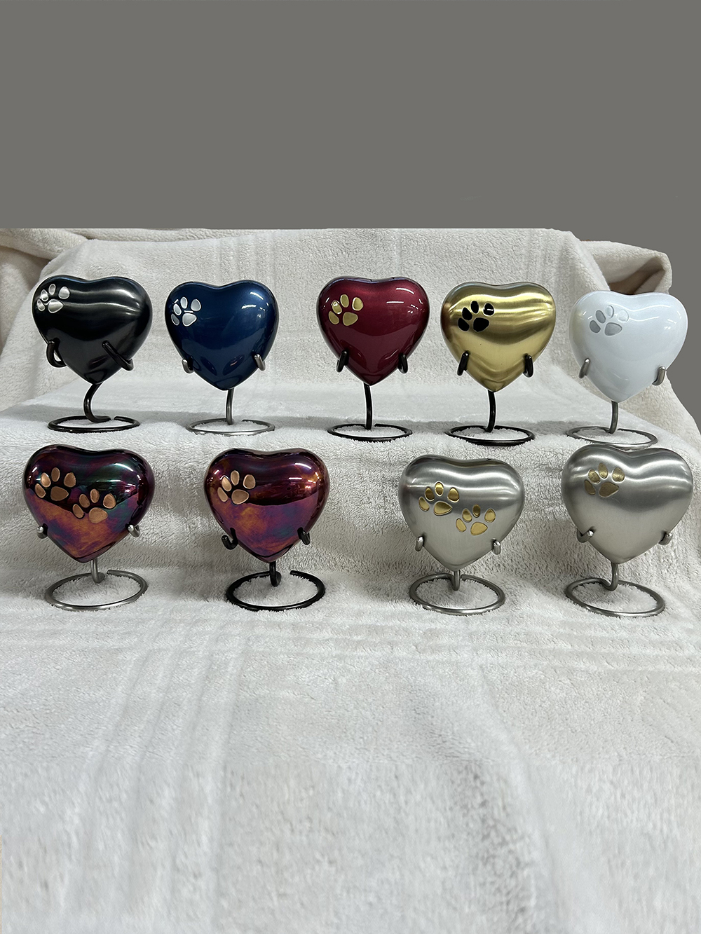 Heart Shaped Urns With PawPrints