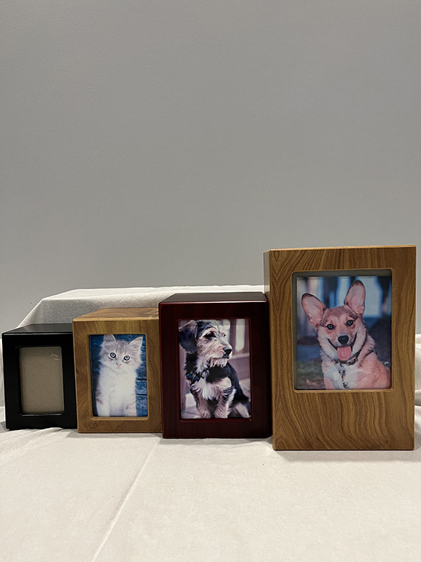 Cube Shaped Urn With Picture inside